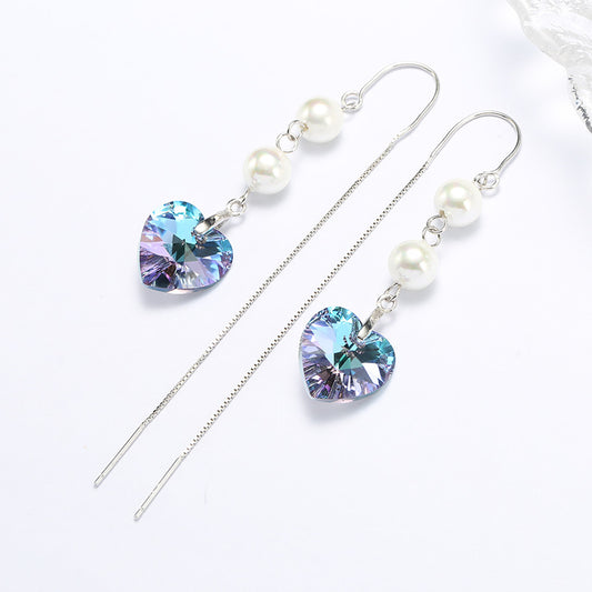 Women's Fashion Earrings With Crystal Heart-shaped Pearls