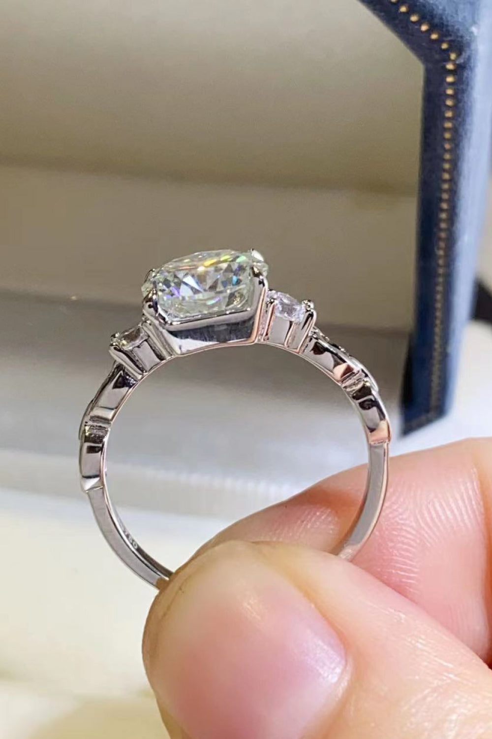 2 Karat Moissanit 925 Sterling Silber Ring