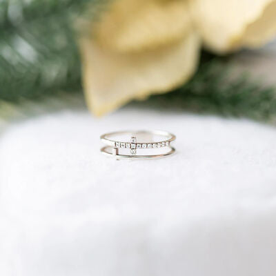 Bague double croix en argent sterling 925