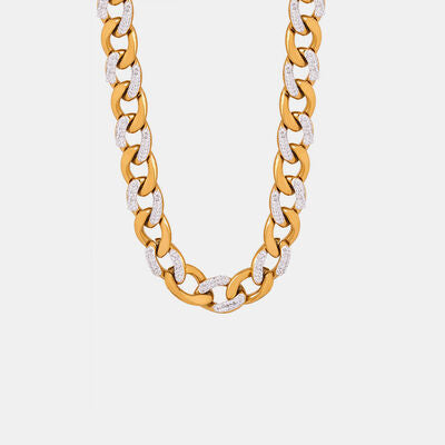 Collier à grosse chaîne en acier titane et zircon
