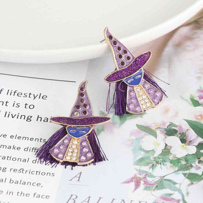 Boucles d'oreilles sorcière en alliage de strass