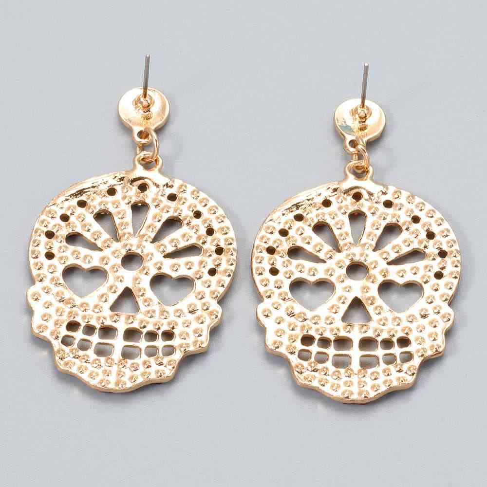 Ohrringe aus Legierung mit Totenkopf-Strass