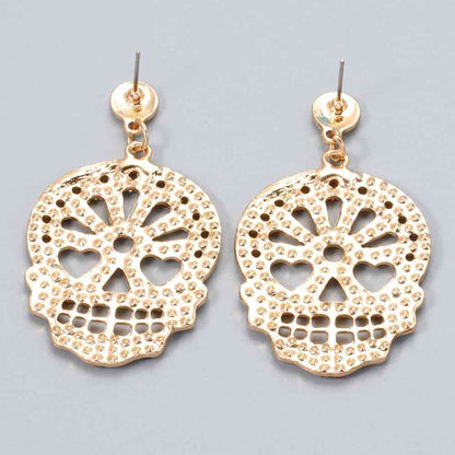 Ohrringe aus Legierung mit Totenkopf-Strass