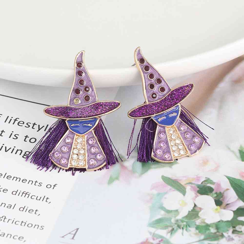 Boucles d'oreilles sorcière en alliage de strass