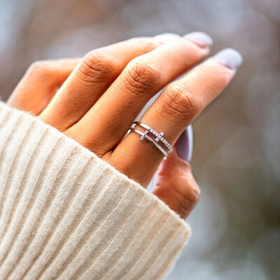 Bague double croix en argent sterling 925