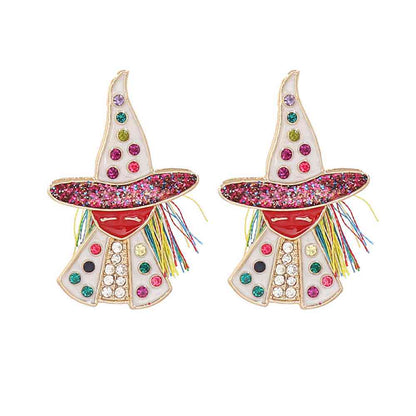 Boucles d'oreilles sorcière en alliage de strass