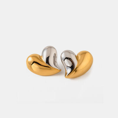 Boucles d'oreilles à tige en acier inoxydable en forme de cœur