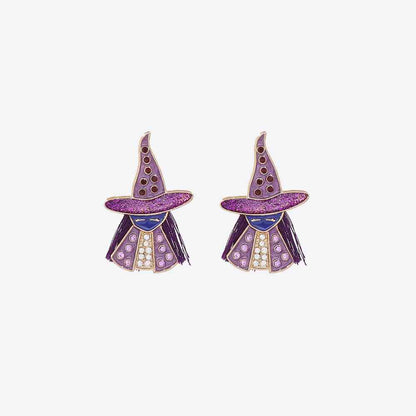 Boucles d'oreilles sorcière en alliage de strass