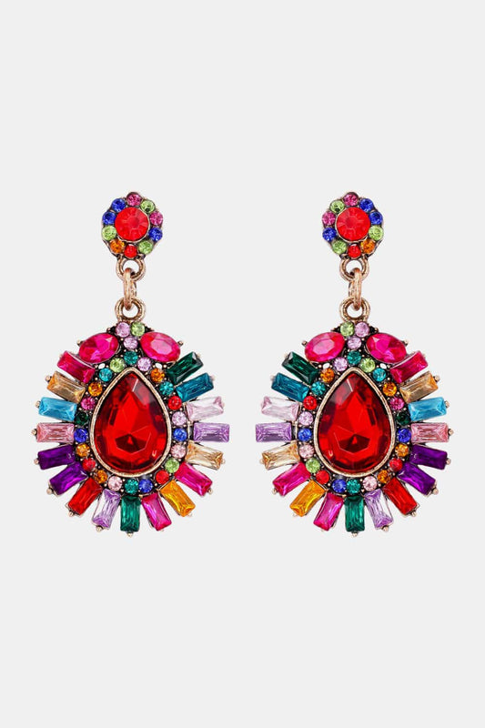 Teardrop Shape Glass Stone Dangle Earrings