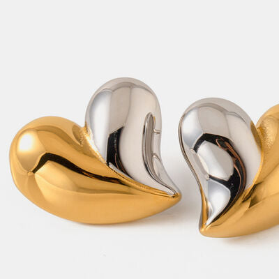Boucles d'oreilles à tige en acier inoxydable en forme de cœur