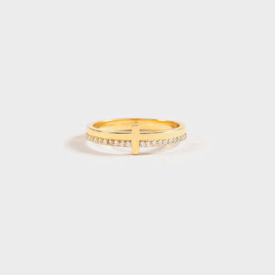 Bague croix en argent sterling 925 et zircon