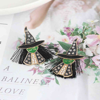 Boucles d'oreilles sorcière en alliage de strass
